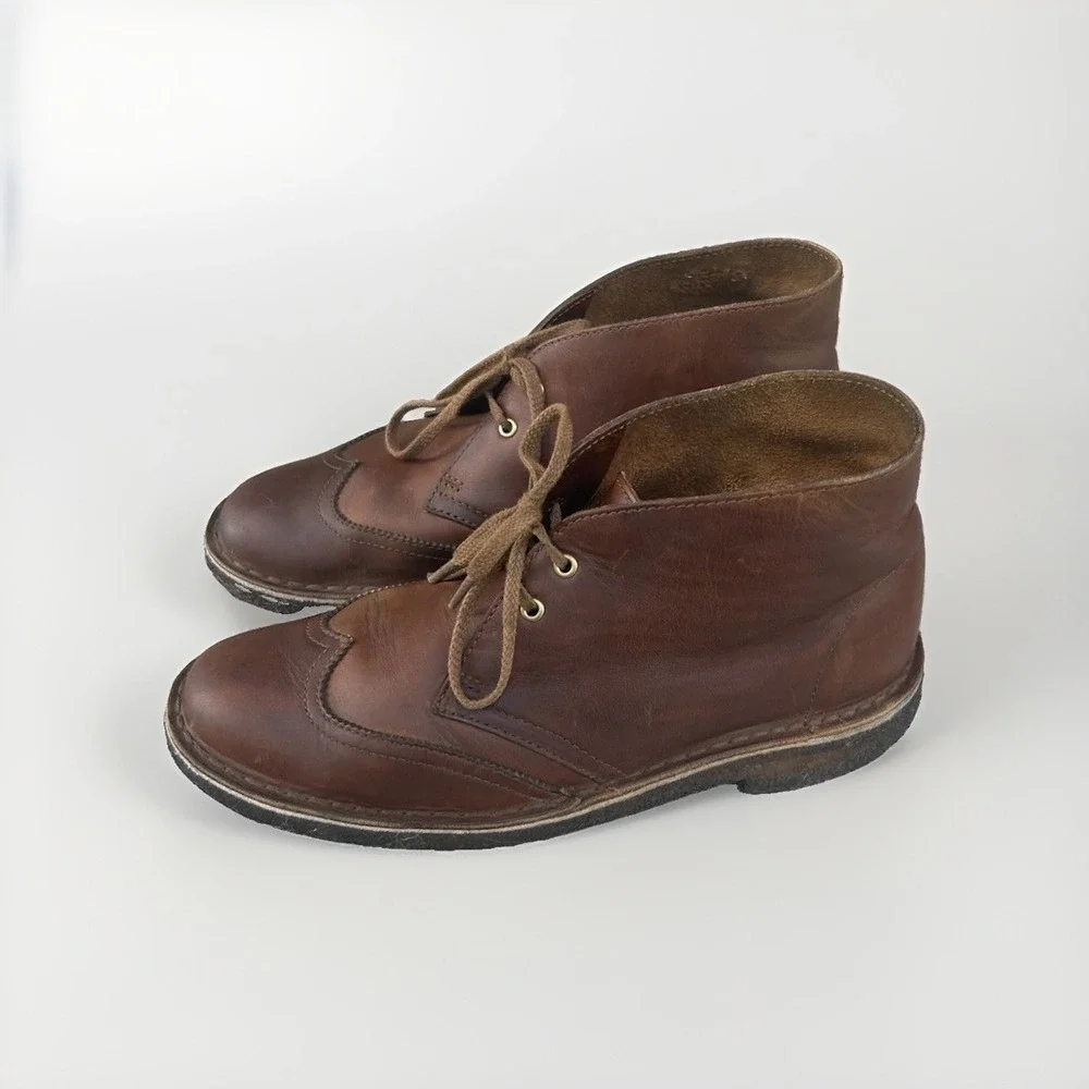 Clarks Original Desert Boot Brown Beeswax Leather Wingtip Chukka Crepe Sole M8
